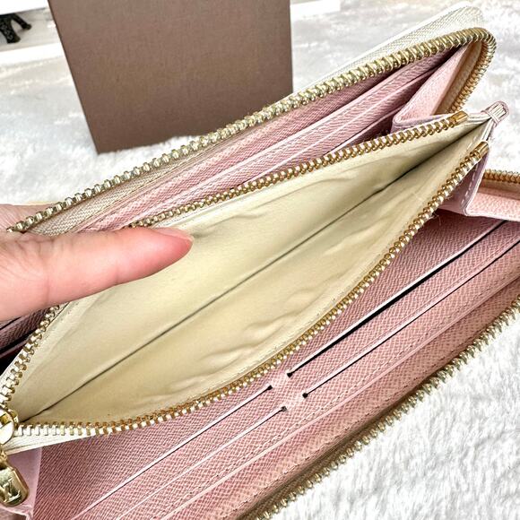 Louis Vuitton Damier Azur Clemence Long Wallet pink leather NICE EUC - Picture 11 of 16